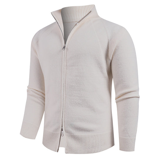 Herren hochwertige Strickjacke mit modernem Reißverschluss und hochgezogenem Kragen R&B