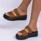 Damen Komfortable Crossover-Sandalen mit geflochtenem Obermaterial und rutschfester Sohle R&B
