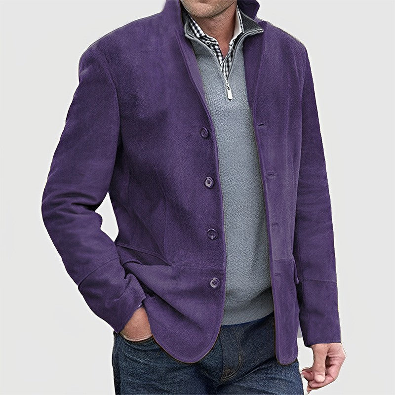 Herren Suede-Jacke mit Knopfleiste