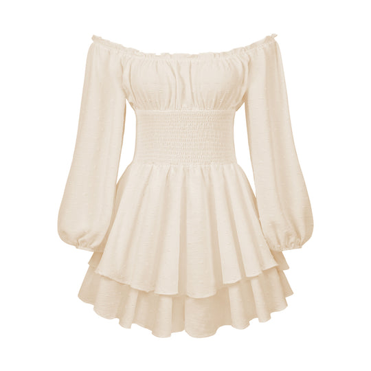Damen Voluminöses Off-Shoulder Kleid mit voluminösen Ärmeln R&B