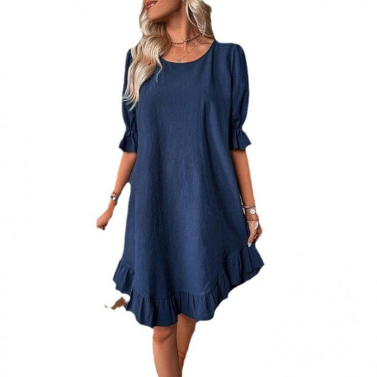 Damen Sommerliches Freizeitkleid mit Rüschendetails und lockerem Schnitt R&B