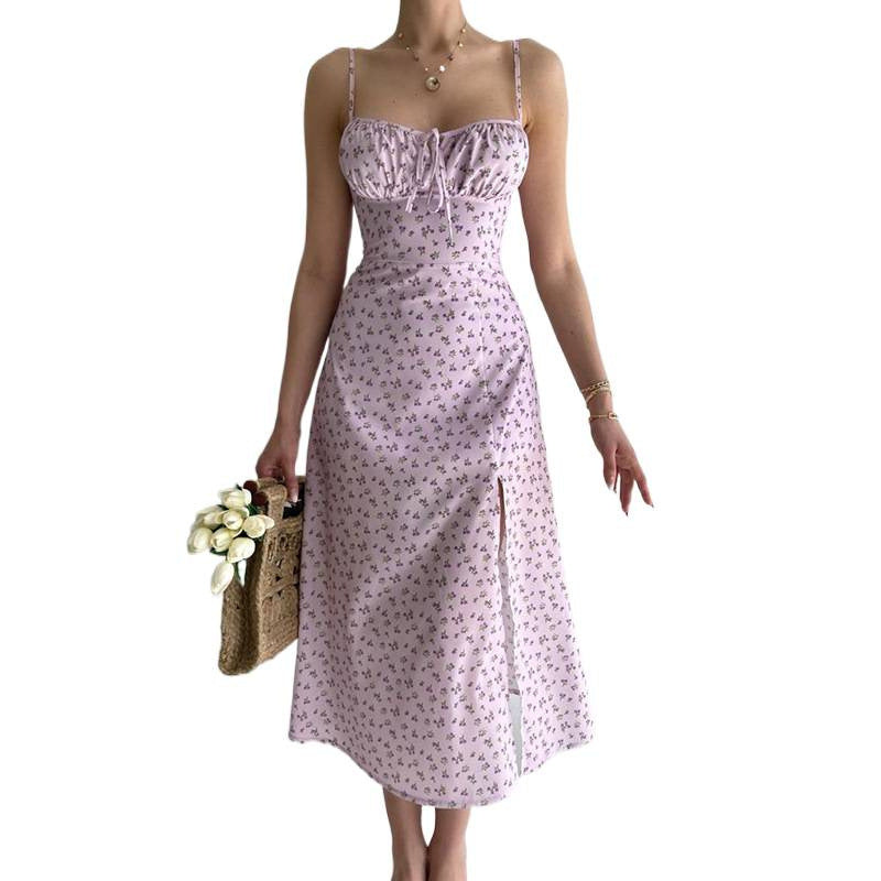 Damen Midikleid mit raffinierten Blumenmustern und seitlichem Schlitz R&B