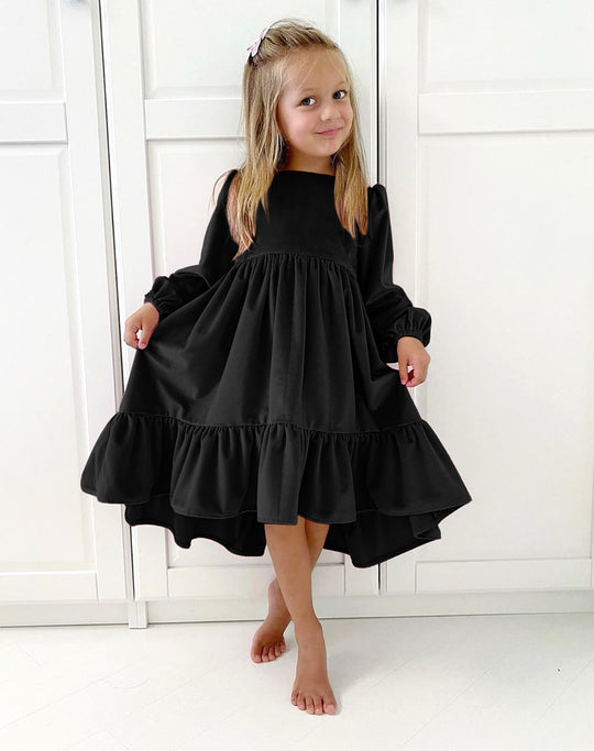 Damen festliches Kleid mit eleganten Rüschendetails und voluminösem Rock R&B