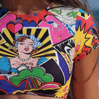 Damen Crop-Top Bikini mit floralem Design R&B