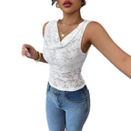 Damen Elegantes Spitzenoberteil mit raffiniertem Wickeldesign R&B