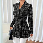 Damen Langblazer mit stylischem Karomuster und tailliertem Schnitt R&B
