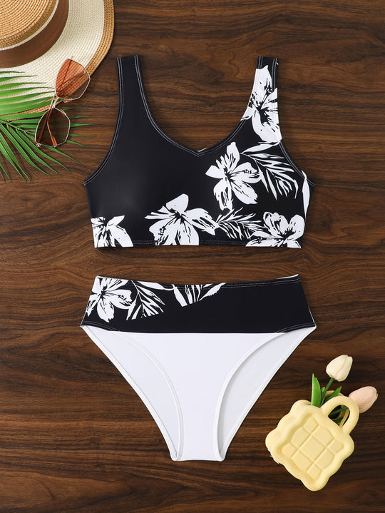 Damen Sportliches Bikini-Set mit floralem Design R&B
