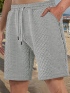 Herren nan strukturierte Strand-Bermuda aus Waffeljersey mit elastischem Kordelbund und schrägen Eingrifftaschen R&B