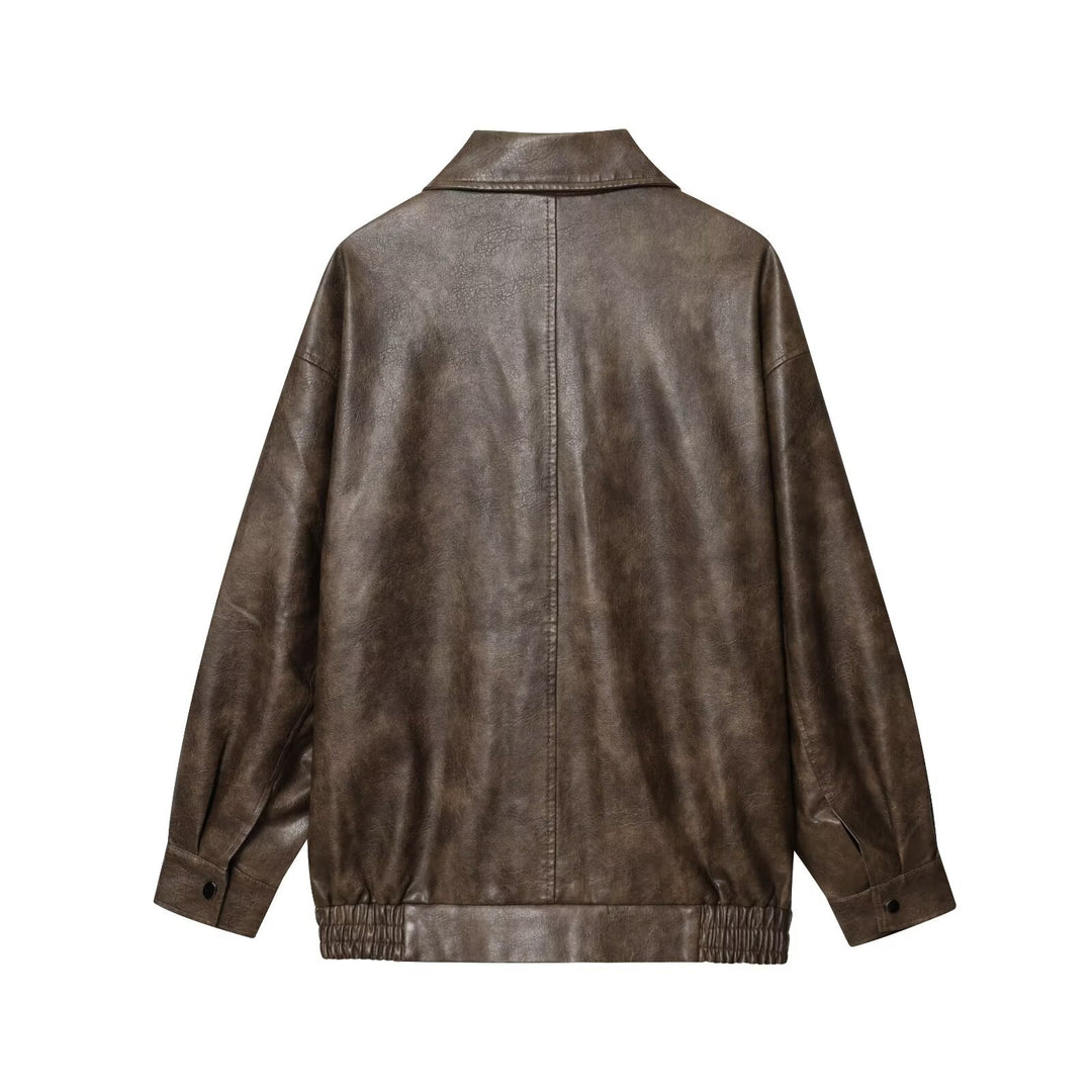 Damen elegante Kunstlederjacke R&B