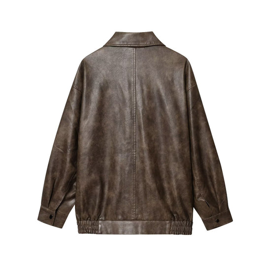 Damen elegante Kunstlederjacke R&B