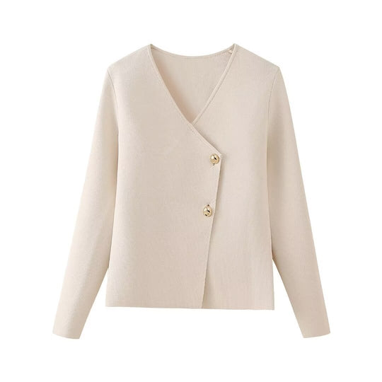 Damen elegante Wickeljacke mit Knopfdetails R&B