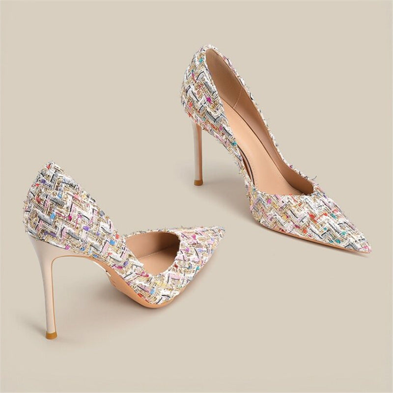 Damen elegante spitze High Heel Pumps mit geflochtenem Design R&B