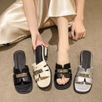 Damen elegante Mules mit modischem Kettenverschluss EB