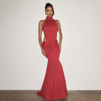 Damen Figurumspielendes Abendkleid mit hochgeschlossenem Design und raffinierten Drapierungen R&B