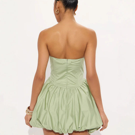 Damen Trägerloses Babydoll-Kleid mit voluminösem Saum R&B