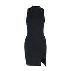 Damen figurbetontes Minikleid mit modernem Stehkragen und schlitz R&B