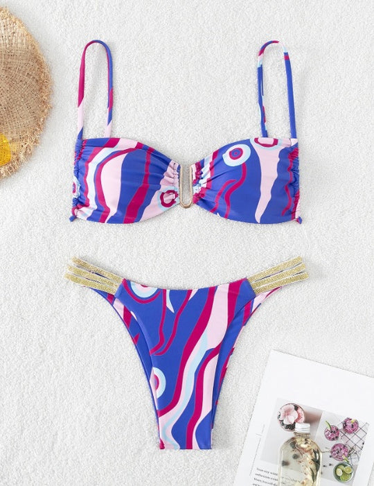 Damen Bikini mit auffälligem Wellendesign R&B