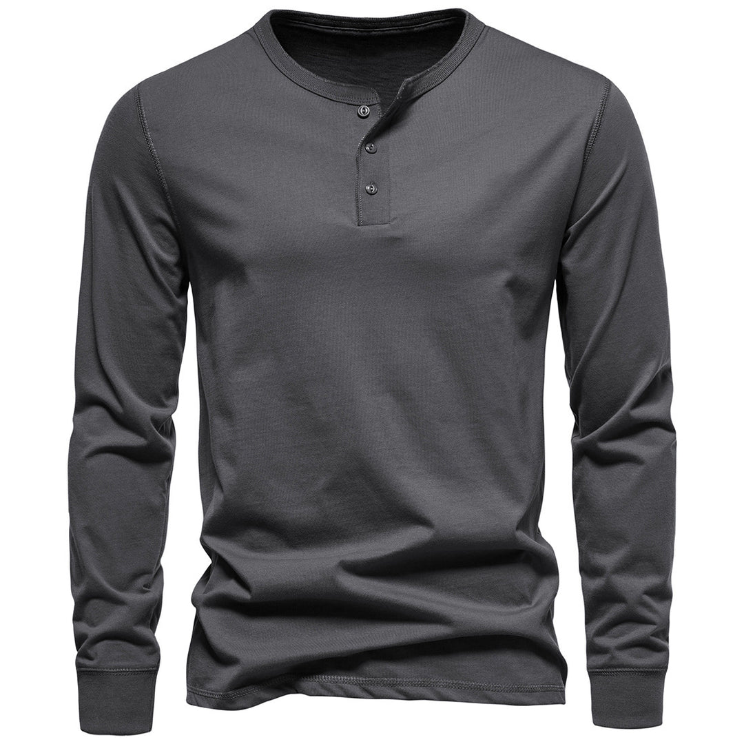 Herren Langarm-Henley-Shirt mit Knopfleiste und hohem Tragekomfort R&B
