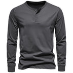 Herren Langarm-Henley-Shirt mit Knopfleiste und hohem Tragekomfort