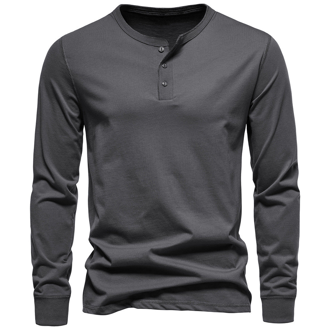 Herren Langarm-Henley-Shirt mit Knopfleiste und hohem Tragekomfort