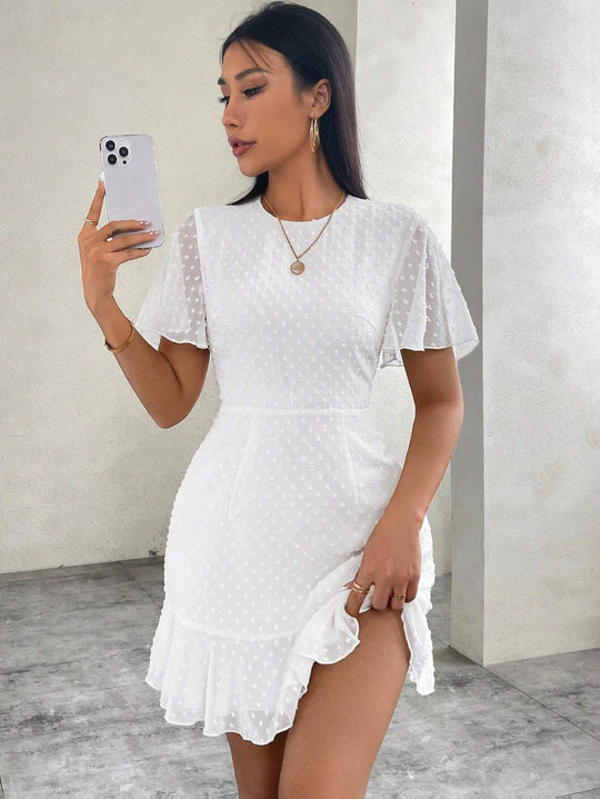 R&B | Dreidimensionales Kleid mit Rüschenrand und Punkten