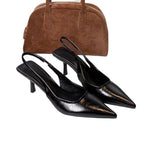 Damen Slingback-Pumps mit spitz zulaufender Silhouette und schimmernder Oberflächenstruktur EB