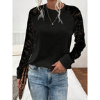 Damen Langarmshirt mit Spitzenärmeln und lässigem Schnitt R&B