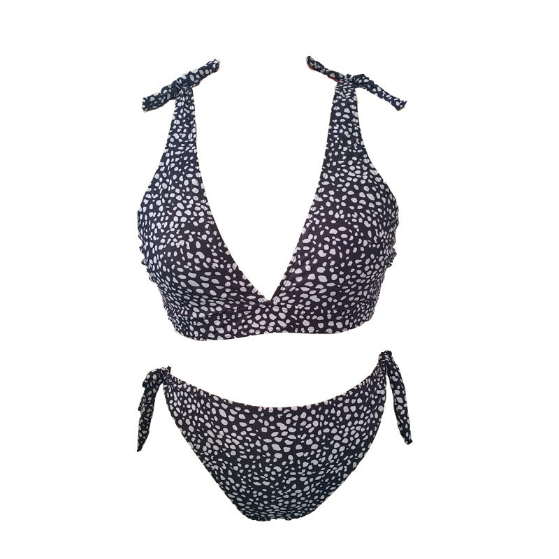 Damen Triangel-Bikini mit verspielten Schleifen und modischem Muster R&B