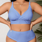 Damen Hochtaillierter Bikini mit modischem Streifenmuster