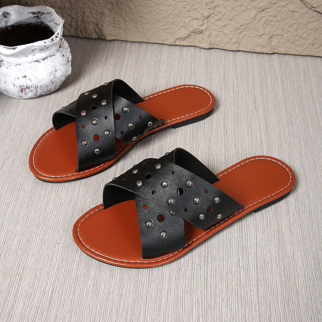 Damen Riemensandalen mit glänzenden Nieten und komfortabler Fußbettgestaltung R&B