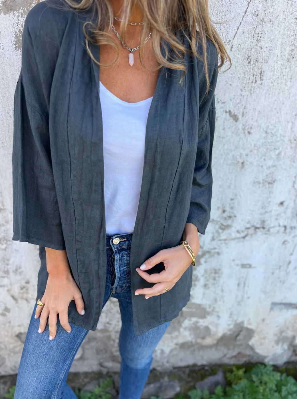 Damen lässige Sommerjacke aus leichtem Leinen R&B