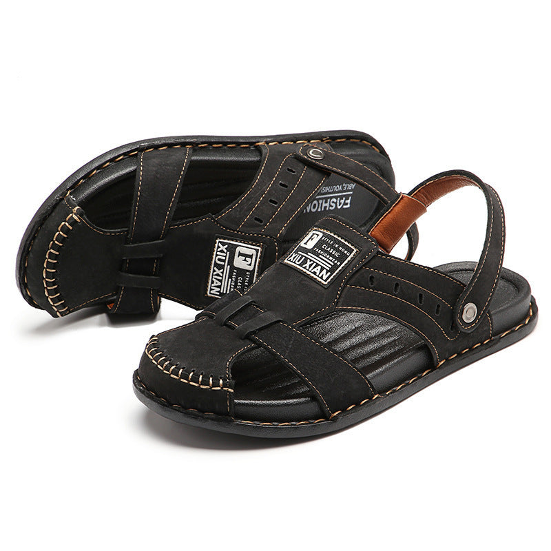 Herren Komfortable Leder-Sandalen mit verstellbarem Riemen R&B