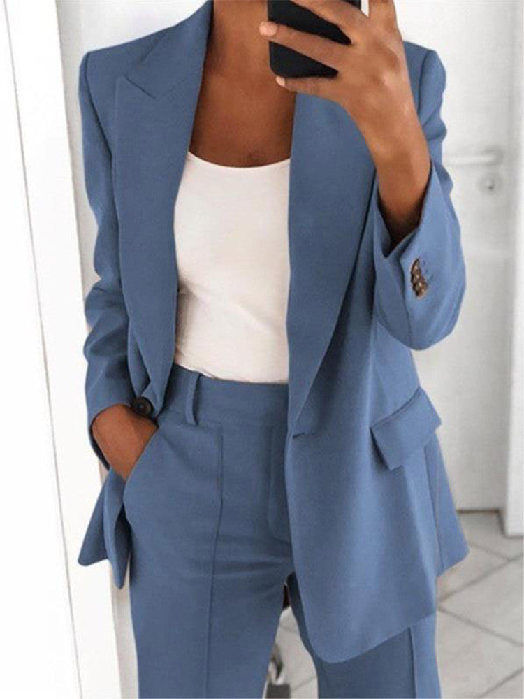 Damen nan Business-Blazer-Set mit strukturierter Oversize-Silhouette, Reverskragen und Bundfaltenhose R&B