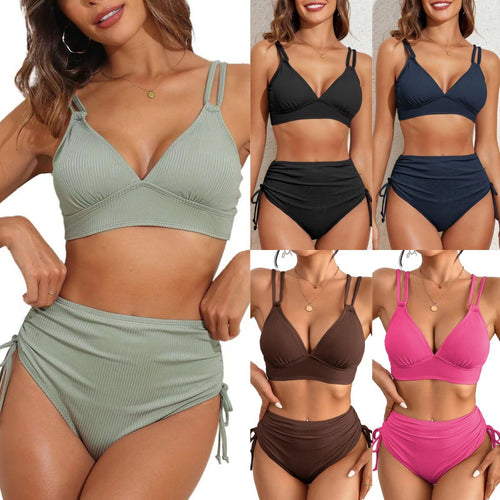 Damen Hochgeschnittener Bikini mit raffinierten Rüschendetails R&B