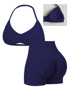 Damen Sport-Bikini-Oberteil mit hoch geschnittenen Shorts und nahtlosem Design R&B