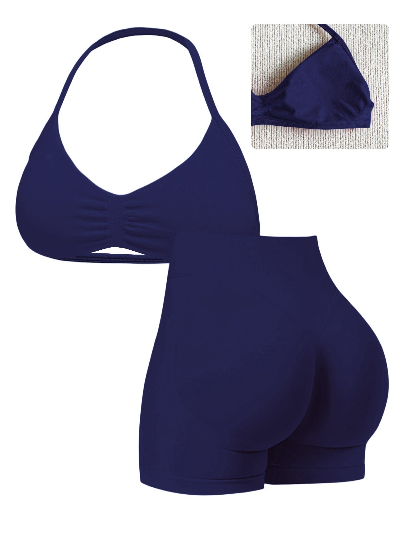 Damen Sport-Bikini-Oberteil mit hoch geschnittenen Shorts und nahtlosem Design R&B
