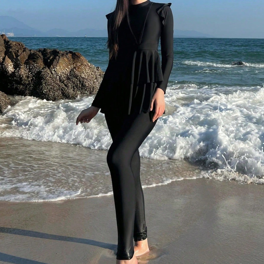 Damen modischer Schwimmanzug mit Rüschendetails R&B