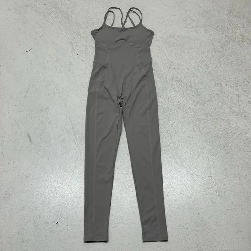 Damen Sportlicher Overall mit dünnen Trägern und figurbetonendem Schnitt R&B