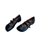 Damen elegante Ballerinas mit doppeltem Schnallenverschluss und veganer Lederoberfläche R&B