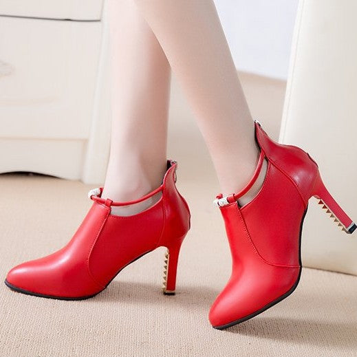 Damen Elegante Stiefeletten mit verziertem Absatz R&B
