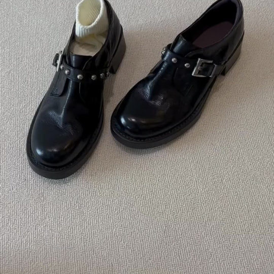 Damen Stiefeletten mit dekorativer Schnalle und robustem Blockabsatz R&B