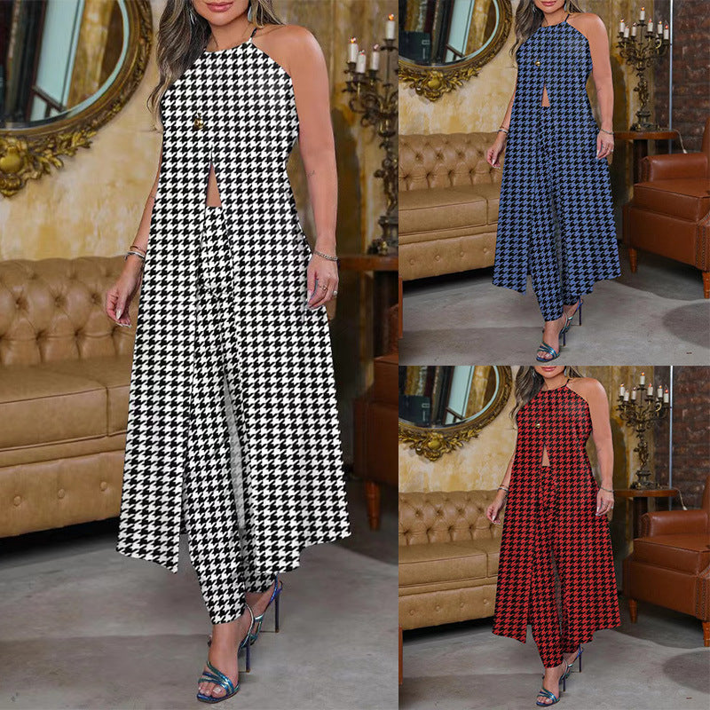 Damen Maxikleid mit schmeichelndem Schnitt und trendigem Hahnentrittmuster R&B