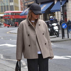 Damen Oversized Wolljacke mit doppelter Knopfleiste R&B