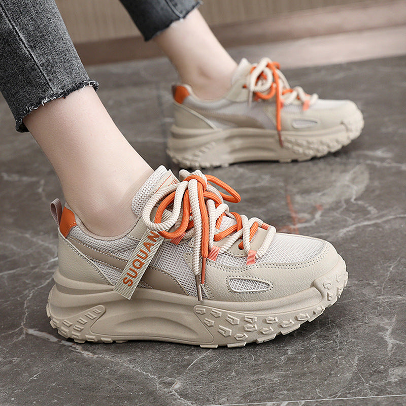 Damen trendige Chunky Sneakers mit atmungsaktiven Mesh-Einsätzen und komfortabler Dämpfung R&B