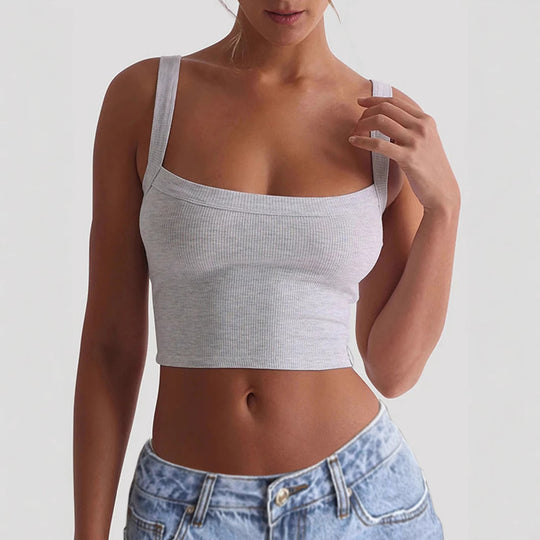 Damen Crop-Top mit quadratischem Ausschnitt und elastischem Material R&B