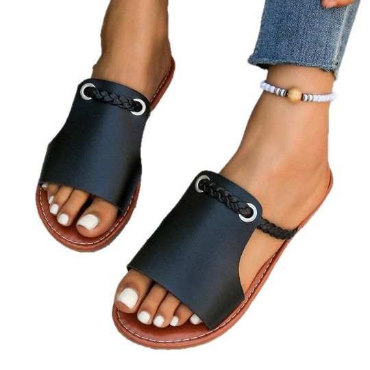 Damen Freizeitsandalen mit geflochtenem Riemen-Design und robustem Fußbett R&B