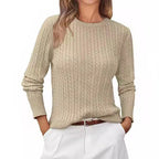 Damen Grobstrickpullover mit Zopfdesign und langen Ärmeln