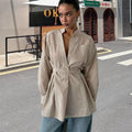 Damen elegante Bluse mit tailliertem Schnitt und Gürtel R&B