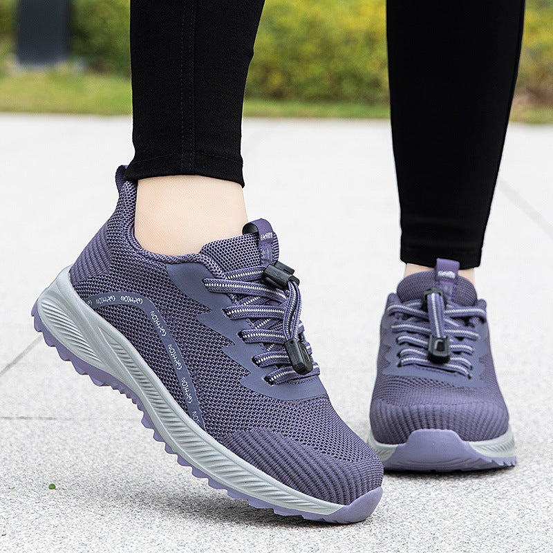 Damen komfortable Laufsneaker mit elastischem Schnellverschluss und atmungsaktiver Mesh-Oberfläche R&B