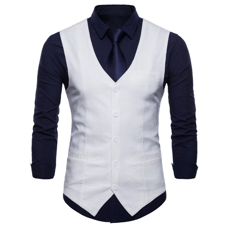 Herren elegante Anzugweste mit praktischen Taschen und detailliertem Design R&B